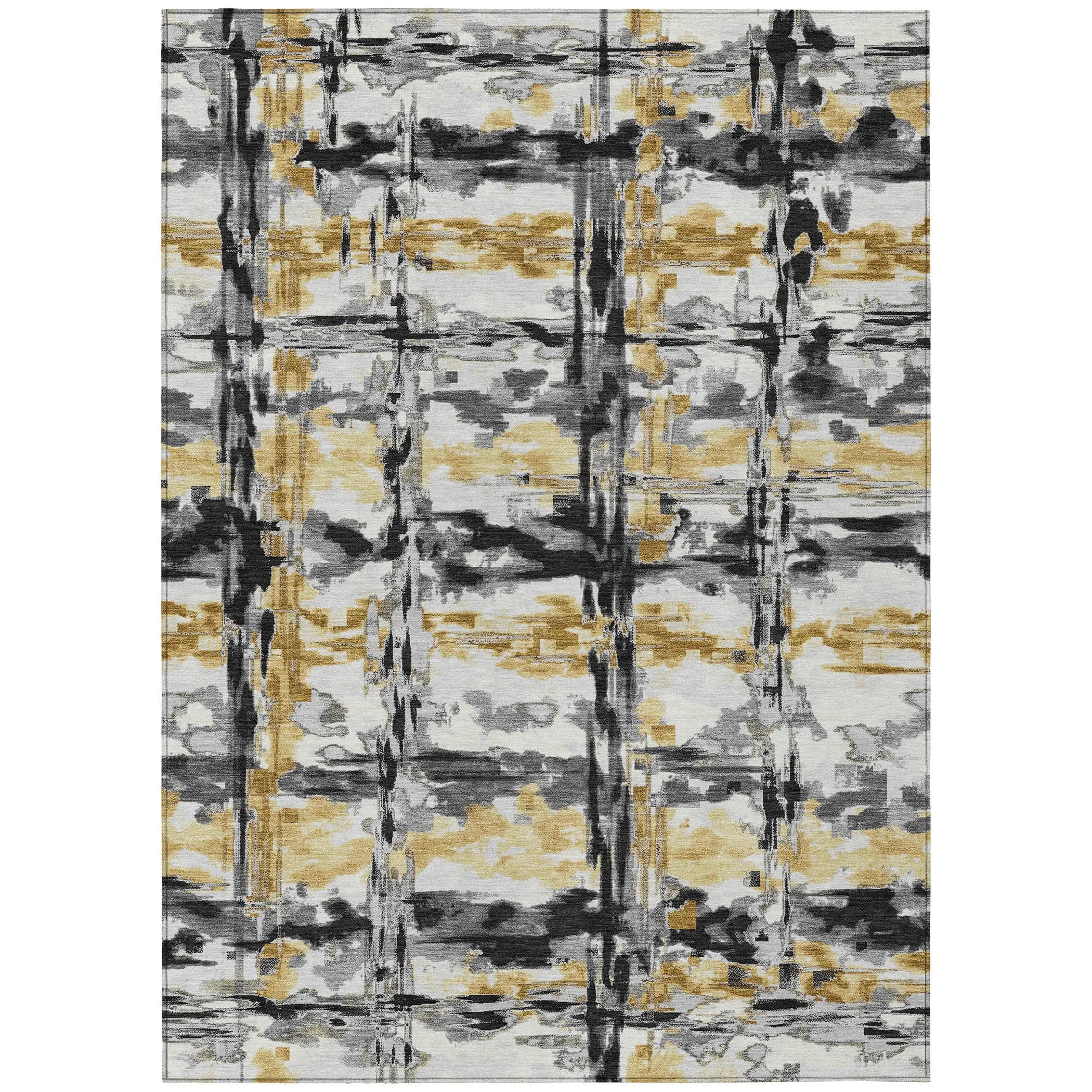 3' X 5' Gray And Granite Gray Abstract Washable Indoor Outdoor Area Rug Homeroots Outdoor