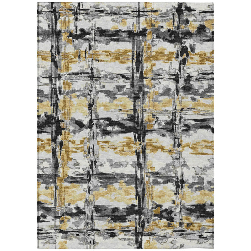 3' X 5' Gray And Granite Gray Abstract Washable Indoor Outdoor Area Rug Homeroots Outdoor