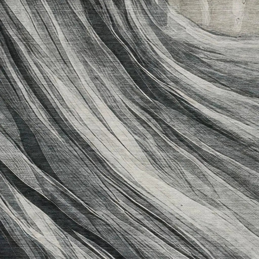 3' X 5' Gray And Graphite Abstract Washable Indoor Outdoor Area Rug Homeroots Outdoor