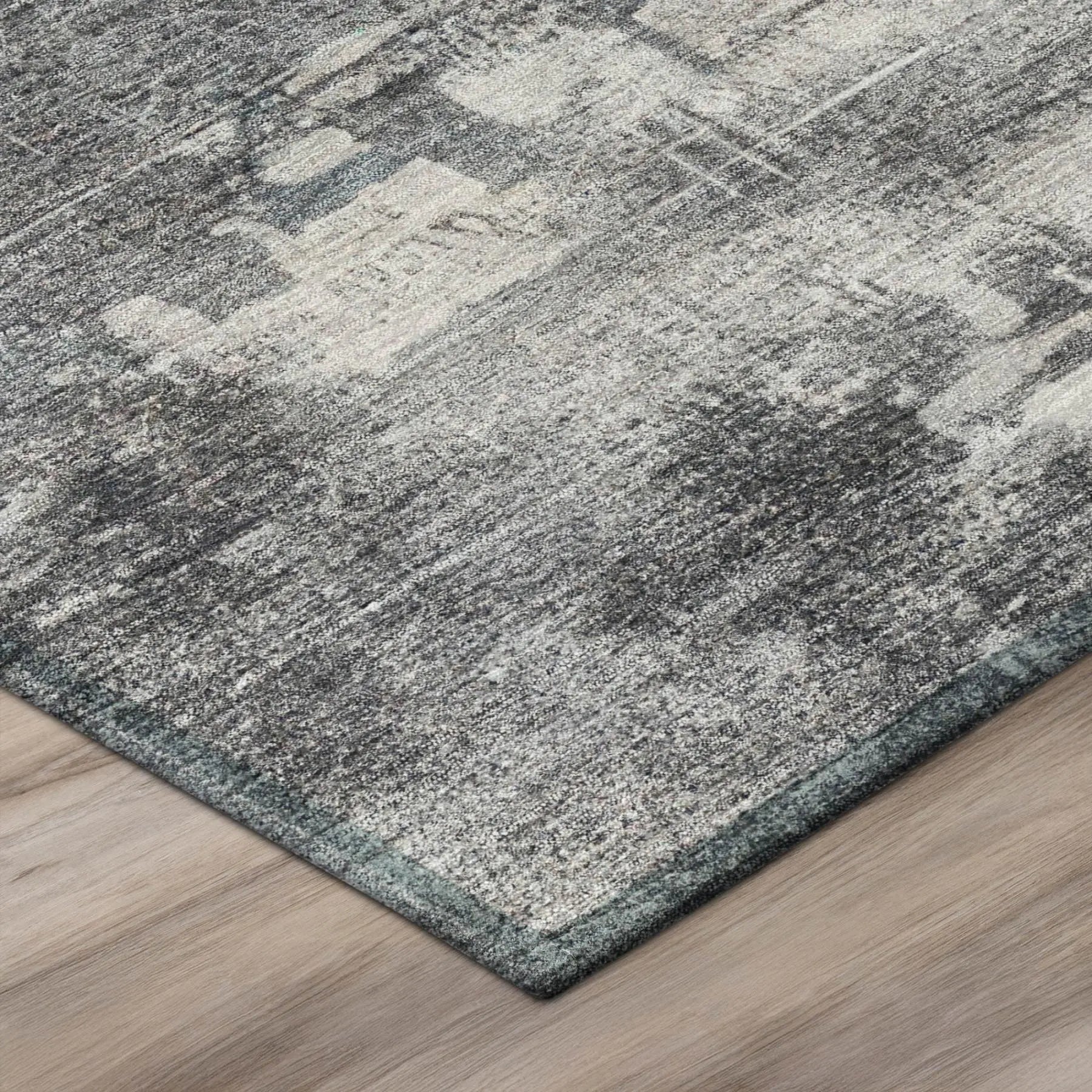 3' X 5' Gray And Graphite Abstract Washable Indoor Outdoor Area Rug Homeroots Outdoor
