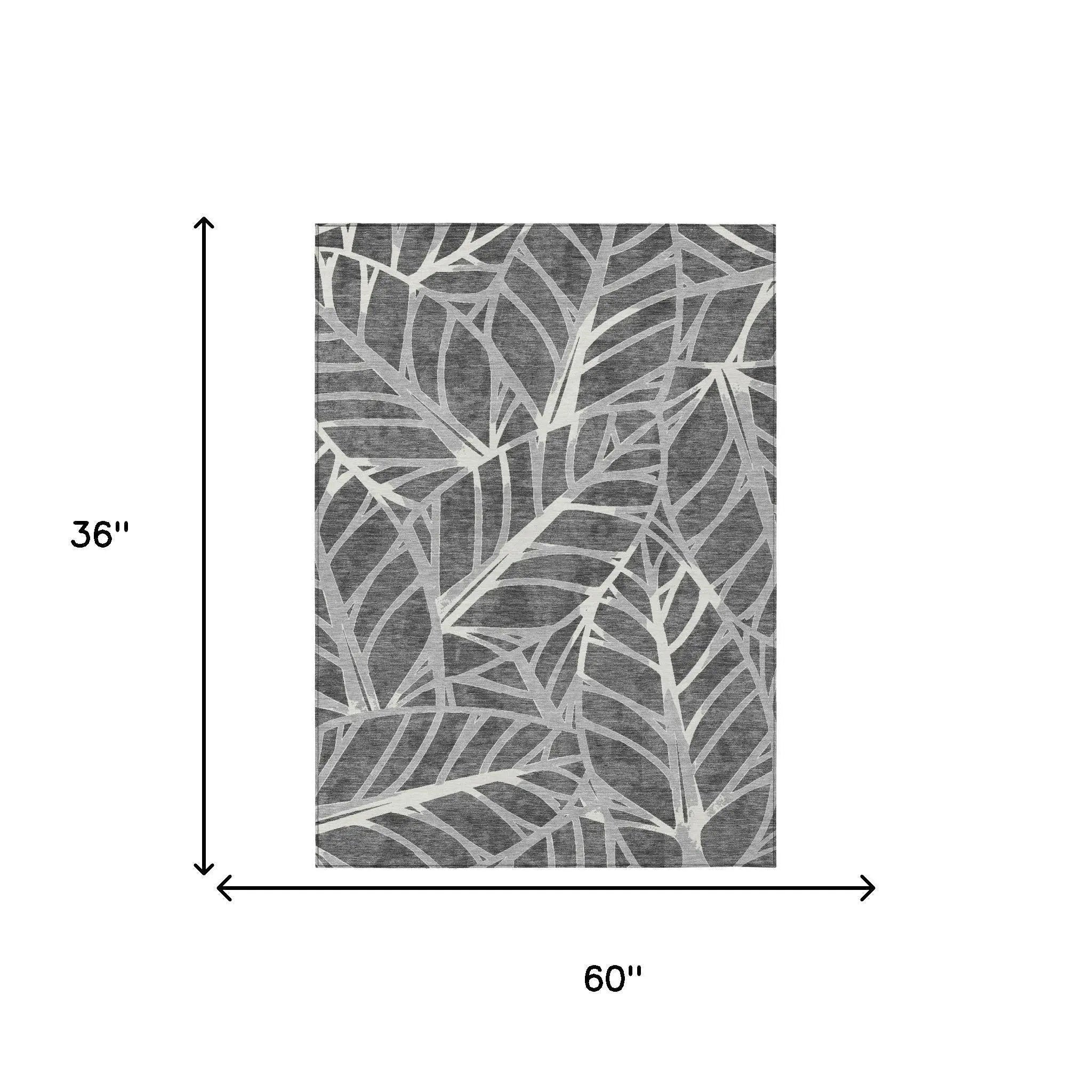 3' X 5' Gray And Graphite Floral Washable Indoor Outdoor Area Rug Homeroots Outdoor