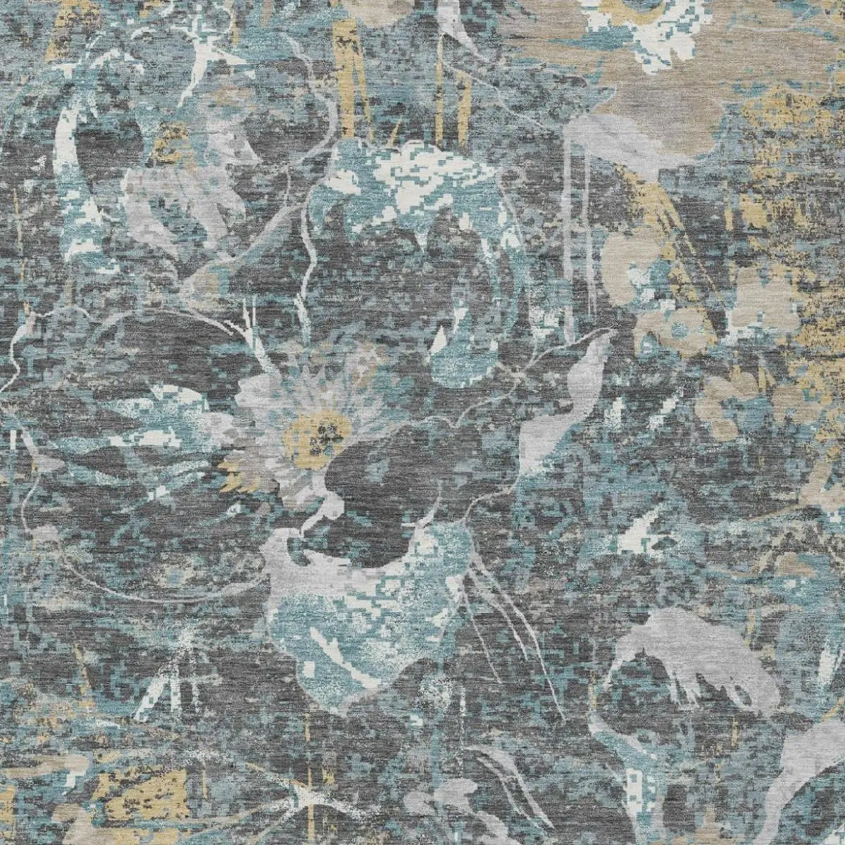 3' X 5' Gray And Graphite Floral Washable Indoor Outdoor Area Rug Homeroots Outdoor