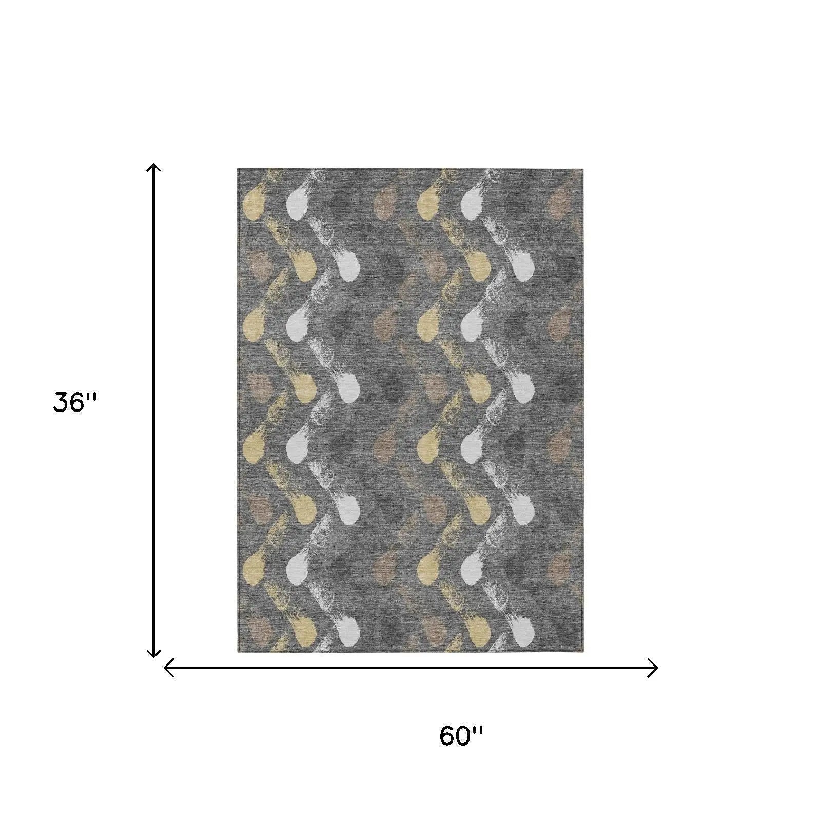 3' X 5' Gray And Graphite Geometric Washable Indoor Outdoor Area Rug Homeroots Outdoor