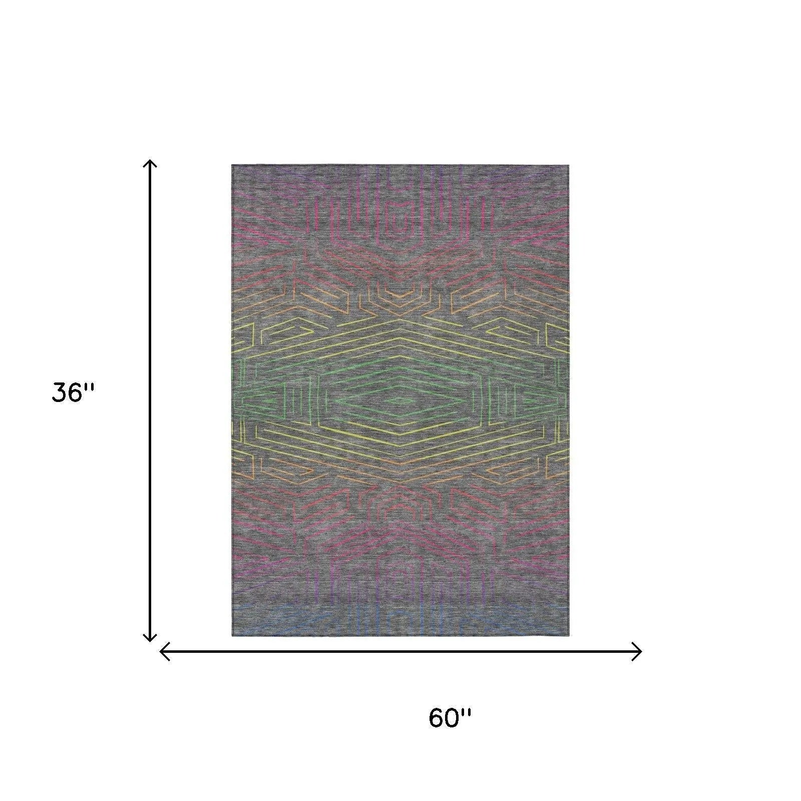 3' X 5' Gray And Graphite Geometric Washable Indoor Outdoor Area Rug Homeroots Outdoor