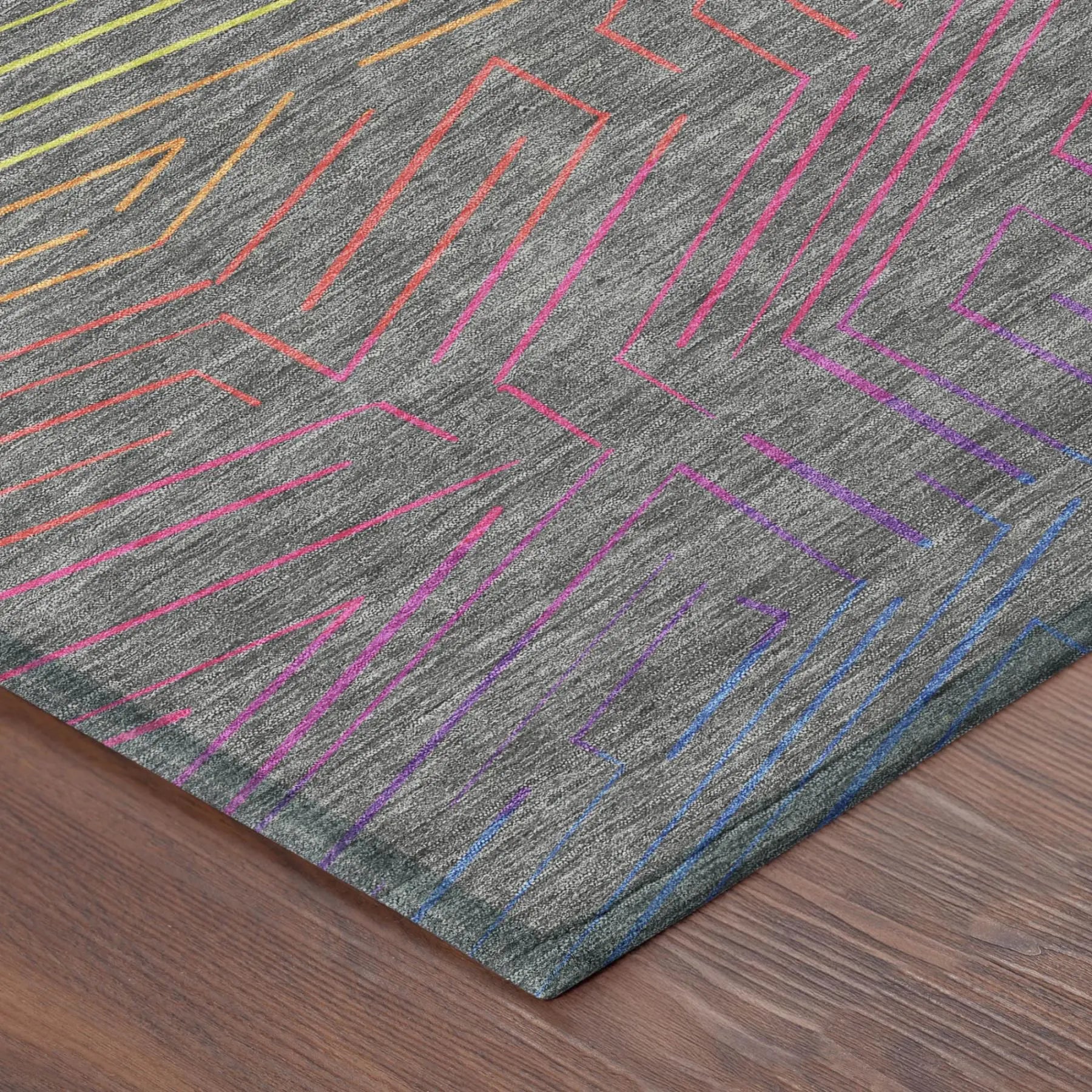 3' X 5' Gray And Graphite Geometric Washable Indoor Outdoor Area Rug Homeroots Outdoor