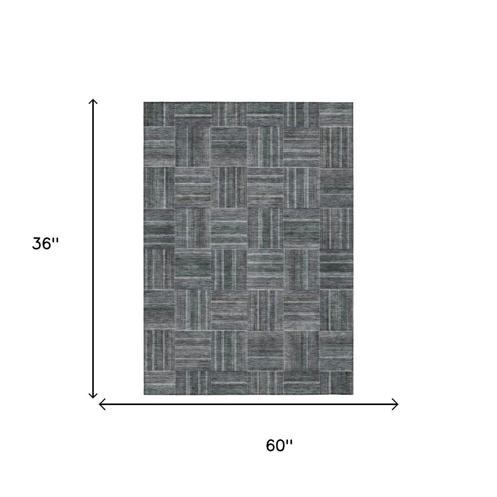 3' X 5' Gray And Graphite Geometric Washable Indoor Outdoor Area Rug Homeroots Outdoor