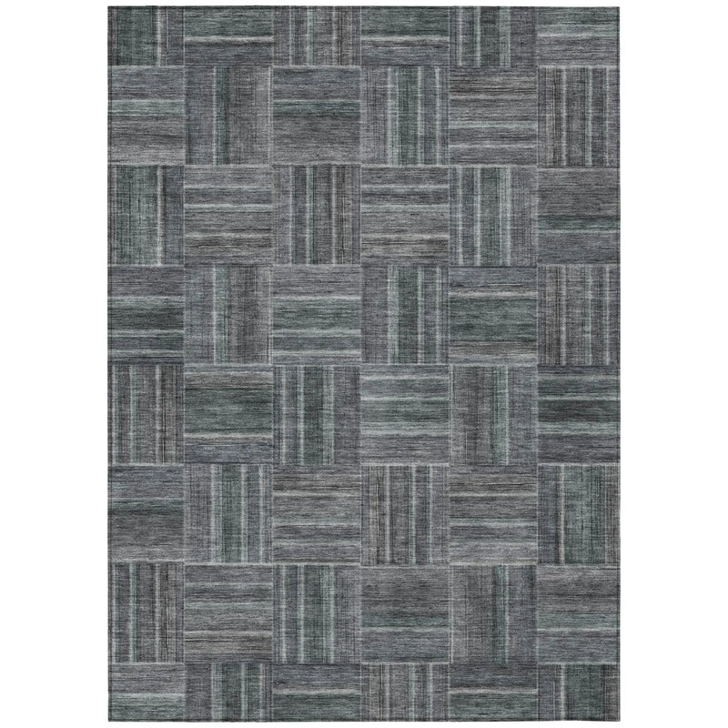 3' X 5' Gray And Graphite Geometric Washable Indoor Outdoor Area Rug Homeroots Outdoor