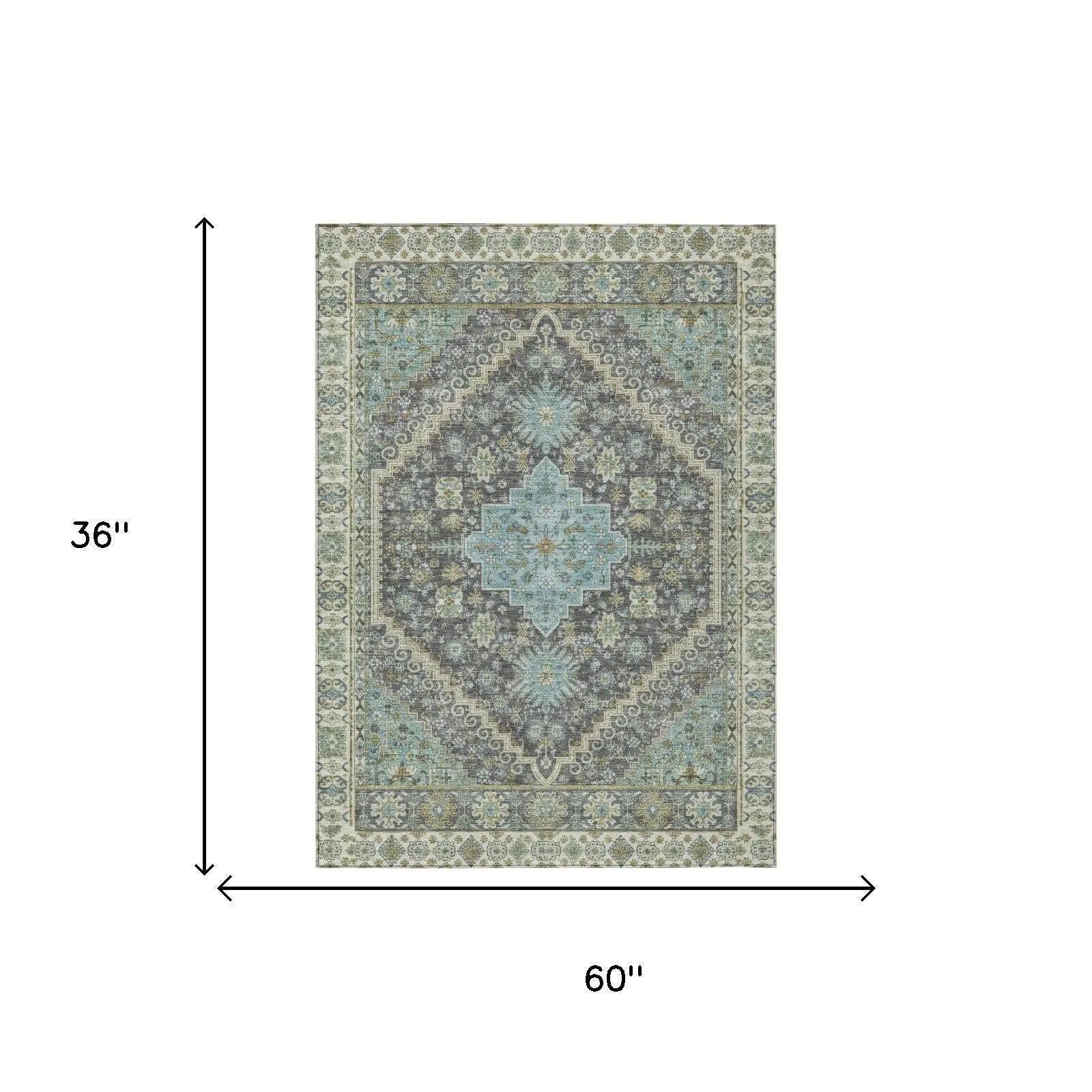 3' X 5' Gray And Graphite Oriental Washable Indoor Outdoor Area Rug Homeroots Outdoor