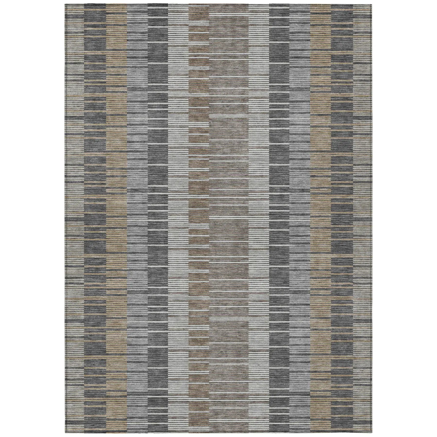 3' X 5' Gray And Graphite Striped Washable Indoor Outdoor Area Rug Homeroots Outdoor