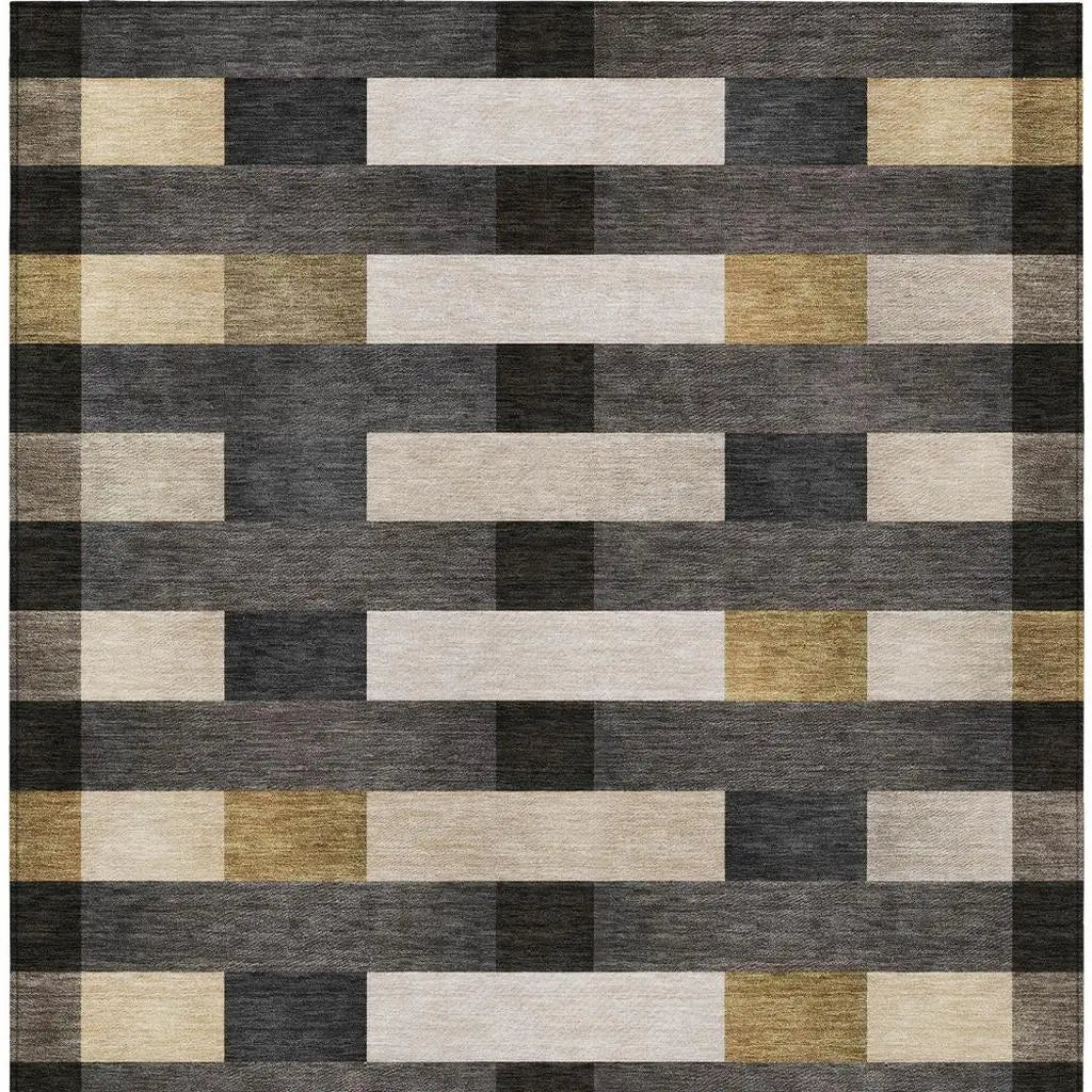 3' X 5' Gray And Graphite Striped Washable Indoor Outdoor Area Rug Homeroots Outdoor