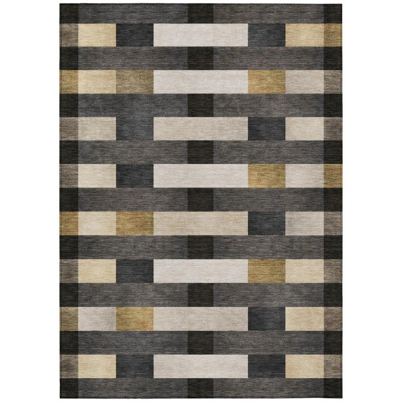 3' X 5' Gray And Graphite Striped Washable Indoor Outdoor Area Rug Homeroots Outdoor