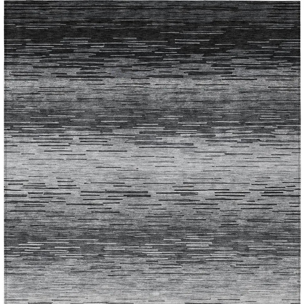 3' X 5' Gray And Graphite Striped Washable Indoor Outdoor Area Rug Homeroots Outdoor