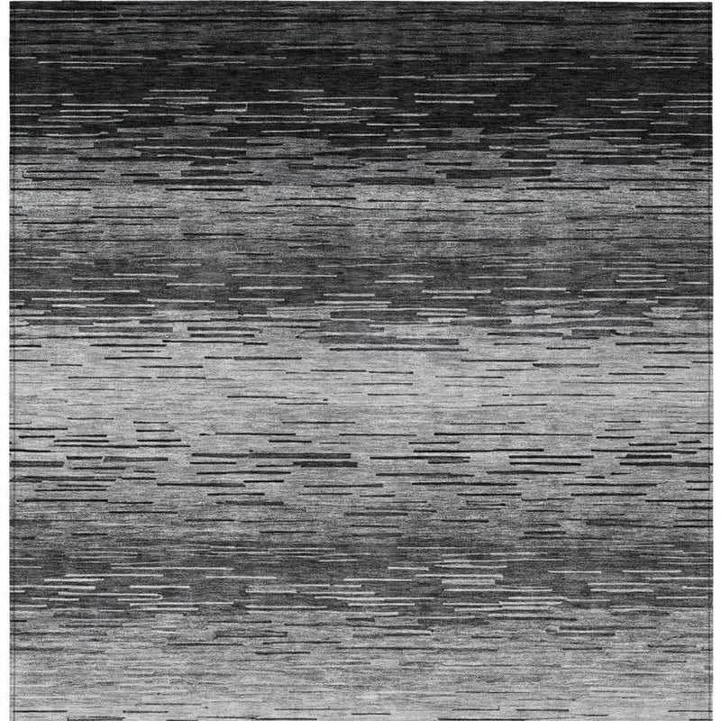 3' X 5' Gray And Graphite Striped Washable Indoor Outdoor Area Rug Homeroots Outdoor