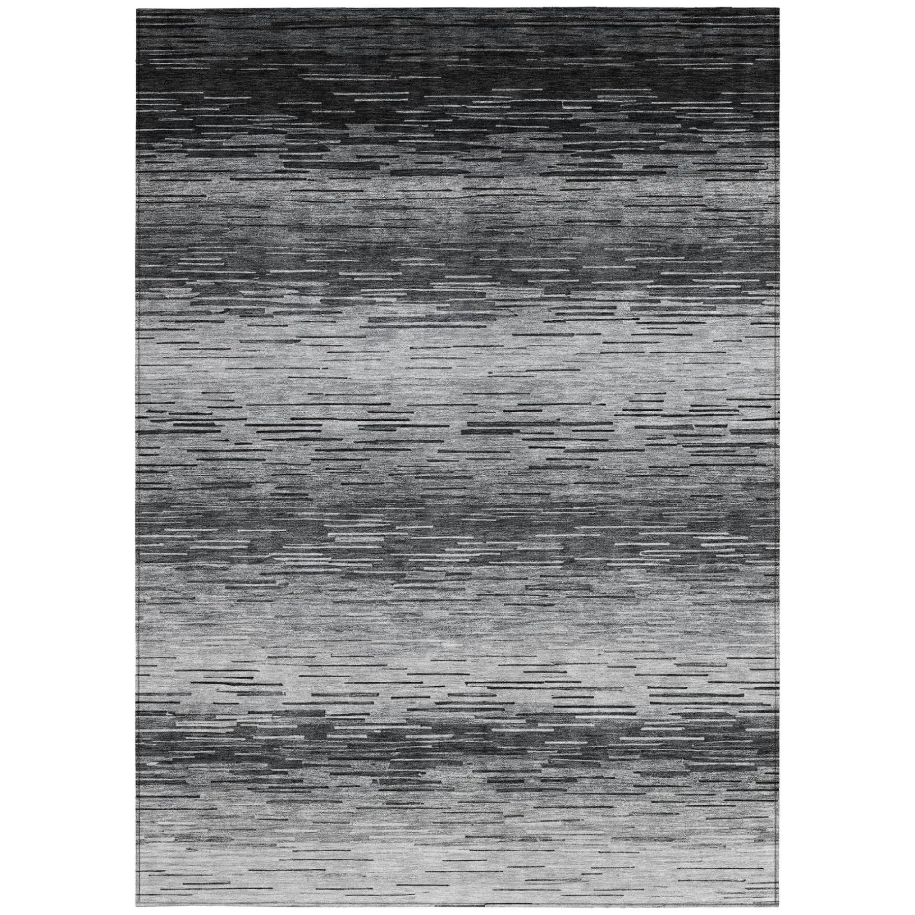 3' X 5' Gray And Graphite Striped Washable Indoor Outdoor Area Rug Homeroots Outdoor