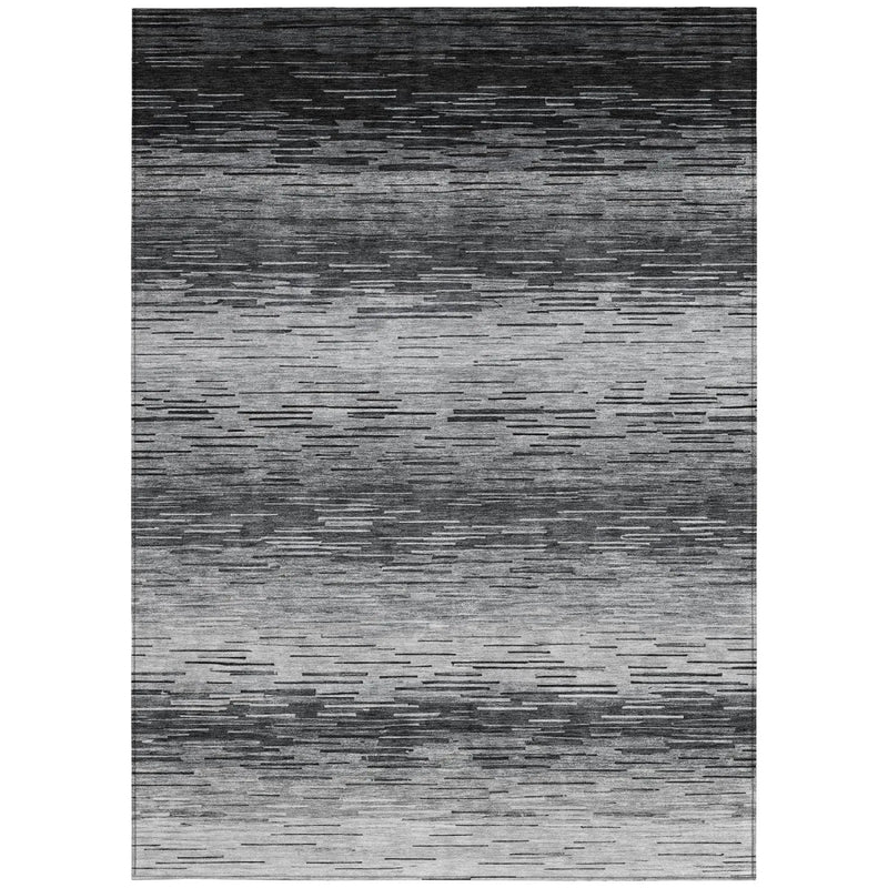 3' X 5' Gray And Graphite Striped Washable Indoor Outdoor Area Rug Homeroots Outdoor
