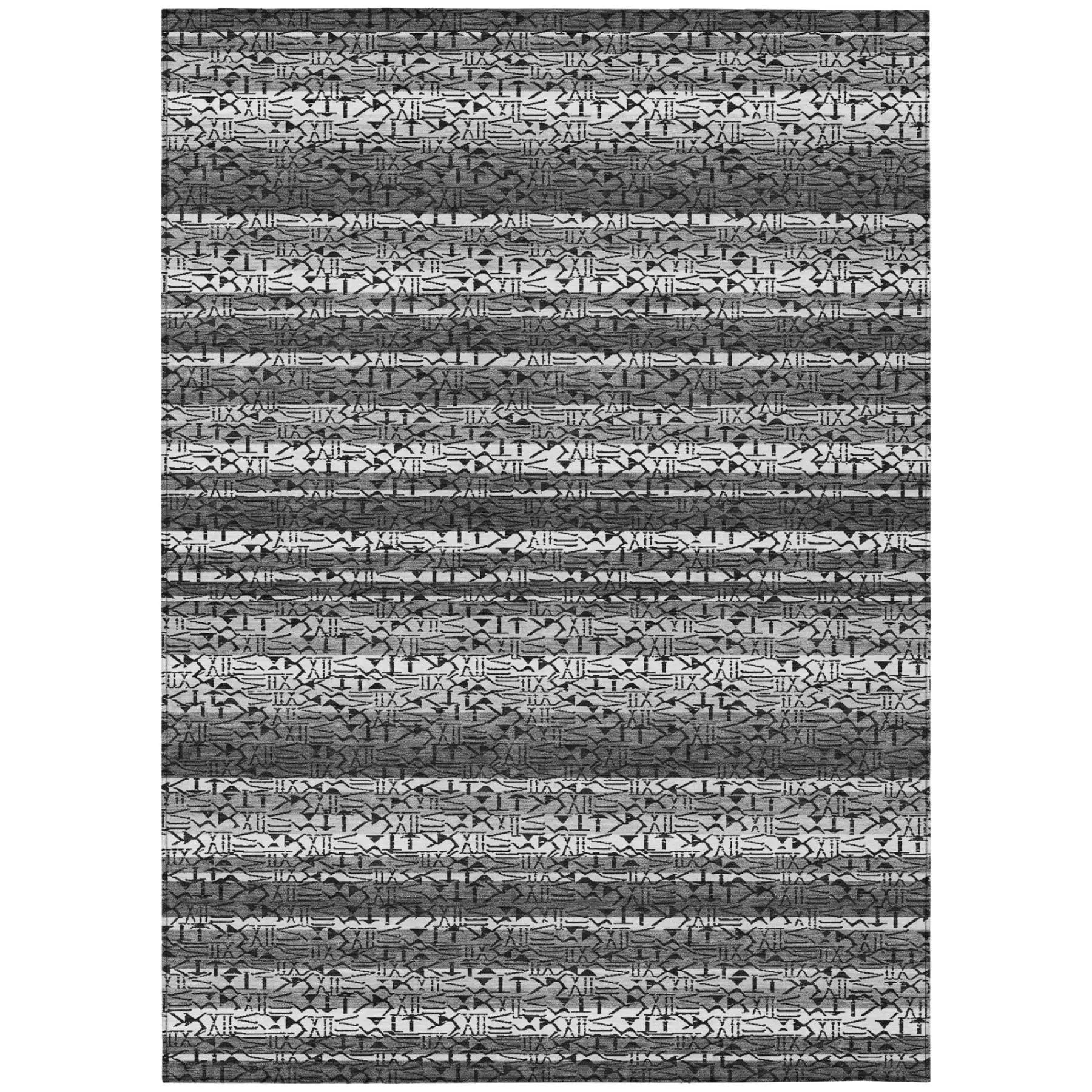 3' X 5' Gray And Graphite Striped Washable Indoor Outdoor Area Rug Homeroots Outdoor
