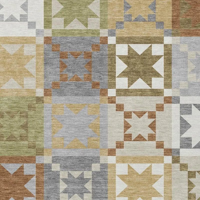 3' X 5' Gray And Green Patchwork Washable Indoor Outdoor Area Rug Homeroots Outdoor