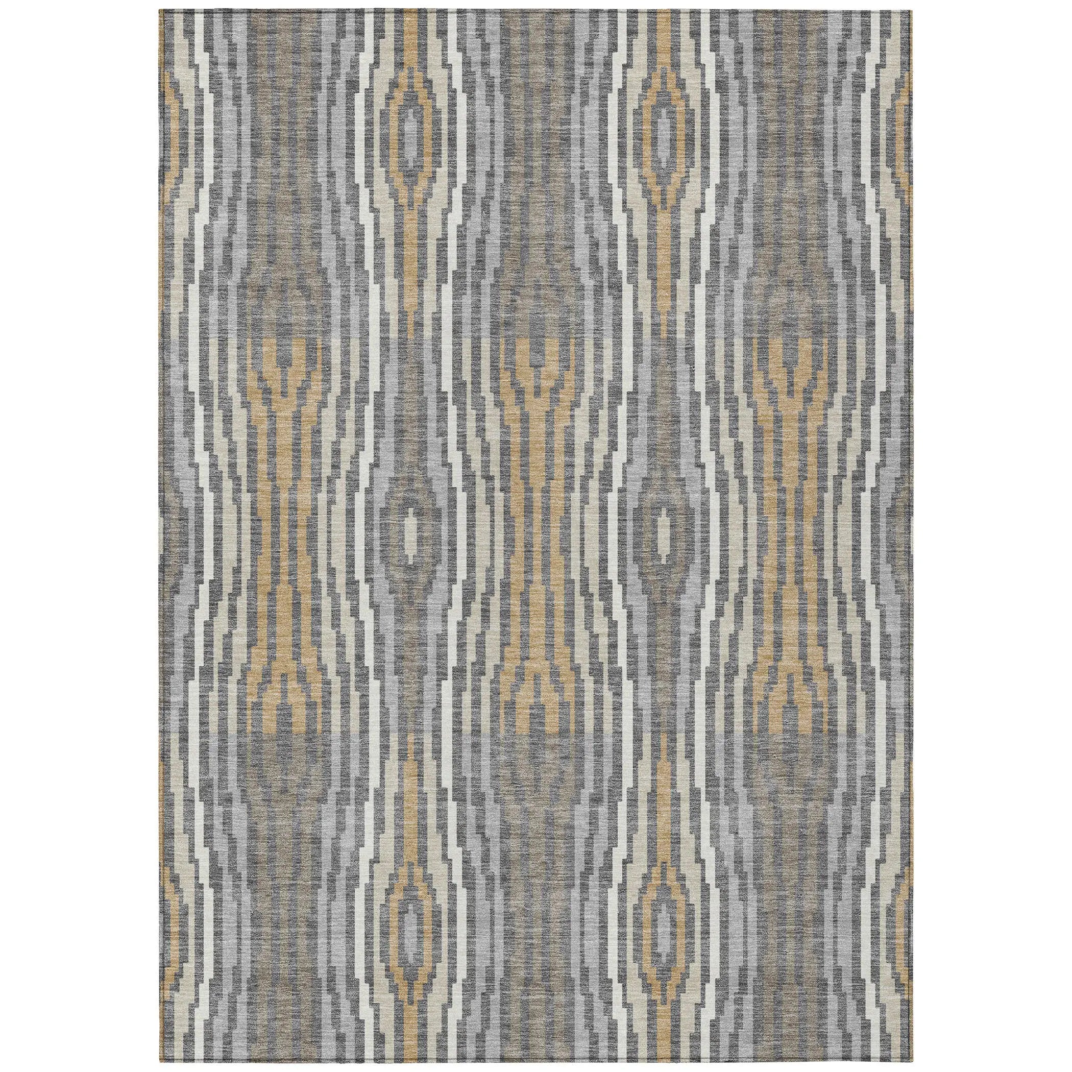 3' X 5' Gray And Ivory Abstract Washable Indoor Outdoor Area Rug Homeroots Outdoor