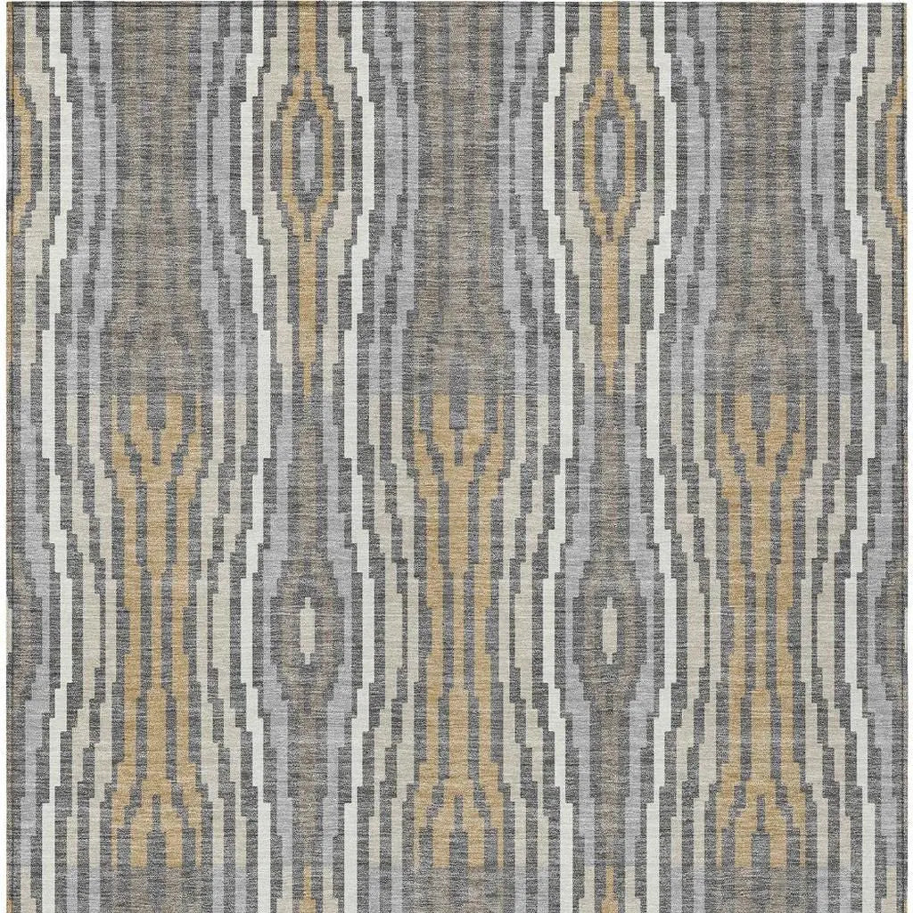 3' X 5' Gray And Ivory Abstract Washable Indoor Outdoor Area Rug Homeroots Outdoor