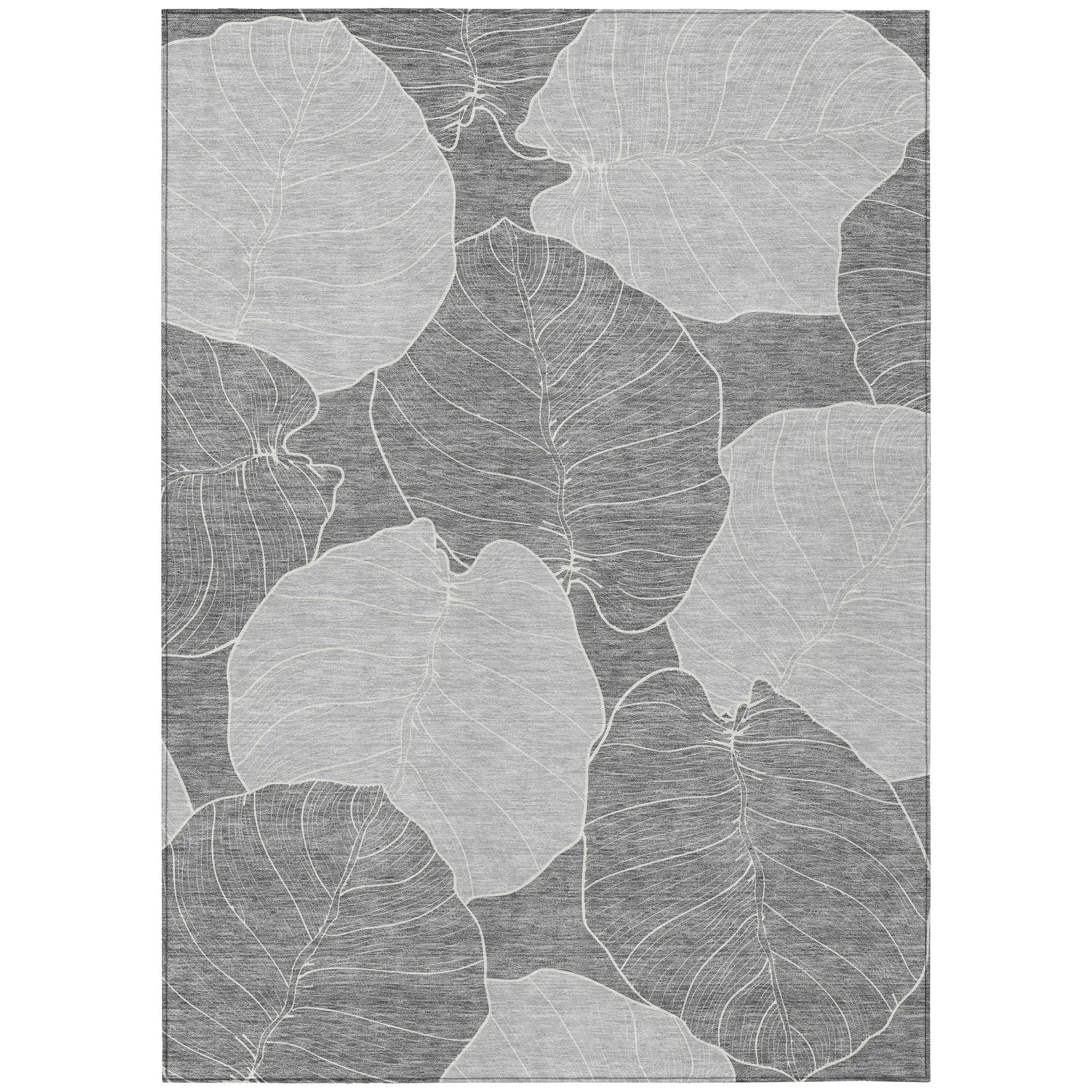 3' X 5' Gray And Ivory Floral Washable Indoor Outdoor Area Rug Homeroots Outdoor