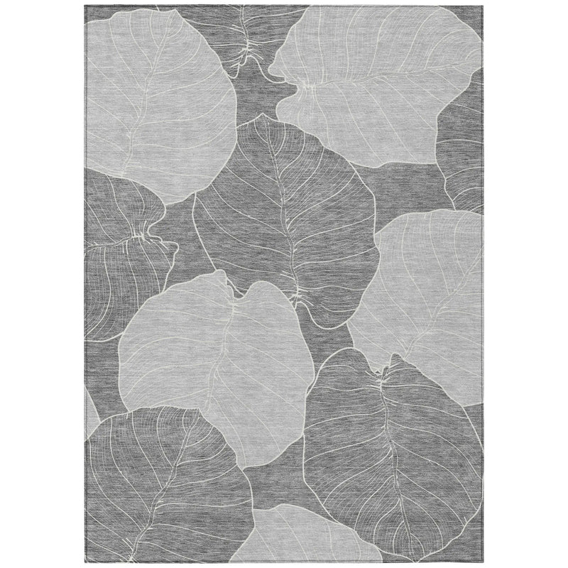 3' X 5' Gray And Ivory Floral Washable Indoor Outdoor Area Rug Homeroots Outdoor
