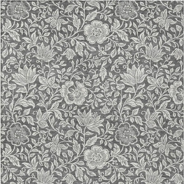 3' X 5' Gray And Ivory Floral Washable Indoor Outdoor Area Rug Homeroots Outdoor