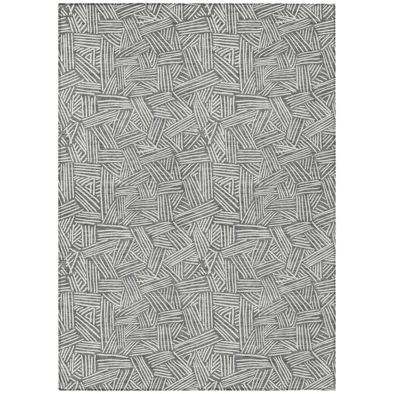3' X 5' Gray And Ivory Geometric Washable Indoor Outdoor Area Rug Homeroots Outdoor