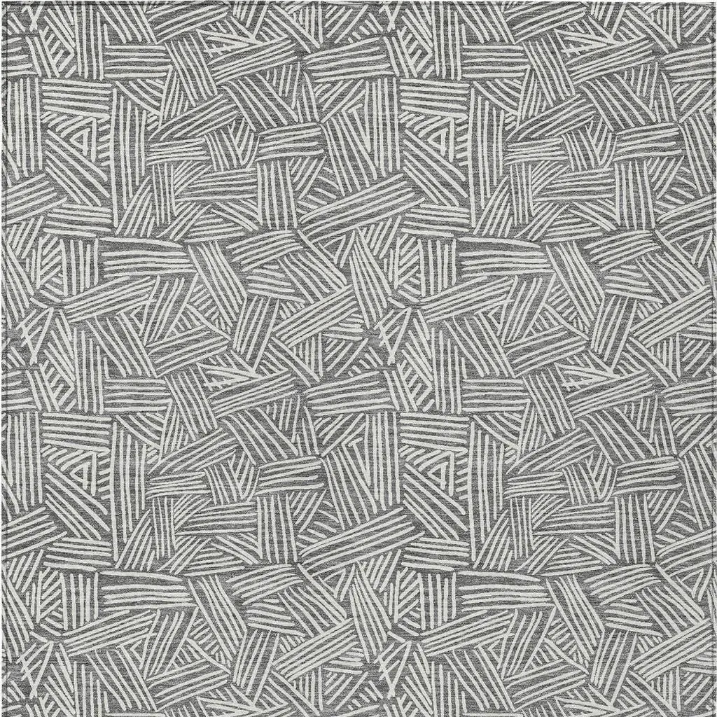 3' X 5' Gray And Ivory Geometric Washable Indoor Outdoor Area Rug Homeroots Outdoor