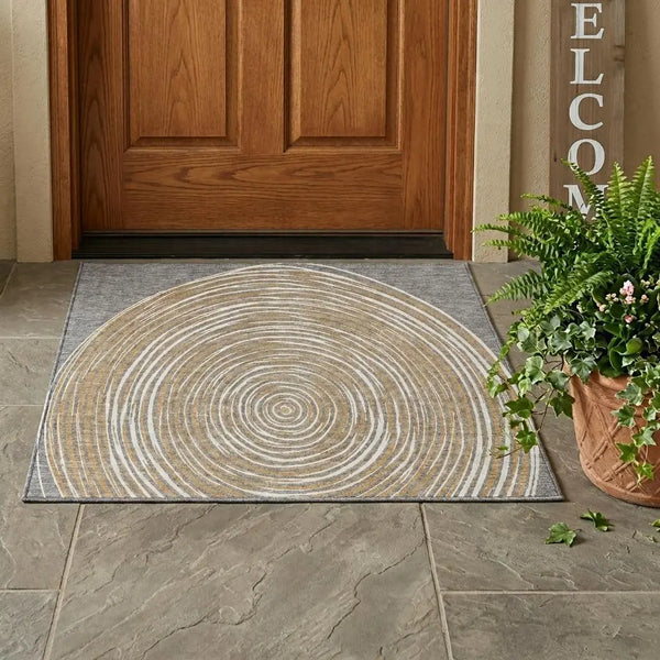 3' X 5' Gray And Ivory Geometric Washable Indoor Outdoor Area Rug Homeroots Outdoor