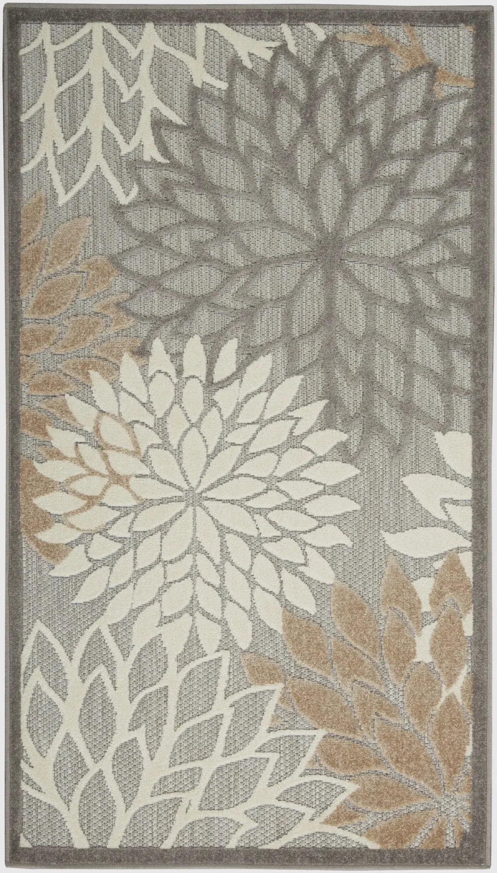 3' X 5' Gray And Ivory Indoor Outdoor Area Rug - GreatEagleInc