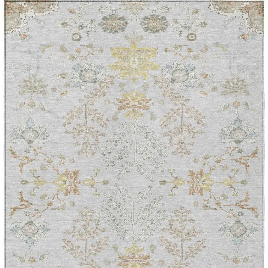 3' X 5' Gray And Ivory Oriental Washable Indoor Outdoor Area Rug Homeroots Outdoor