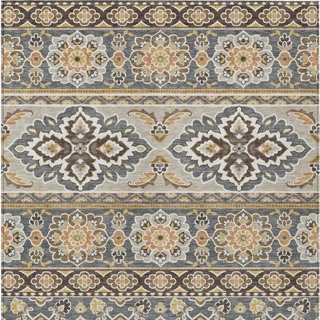 3' X 5' Gray And Ivory Tribal Washable Indoor Outdoor Area Rug Homeroots Outdoor