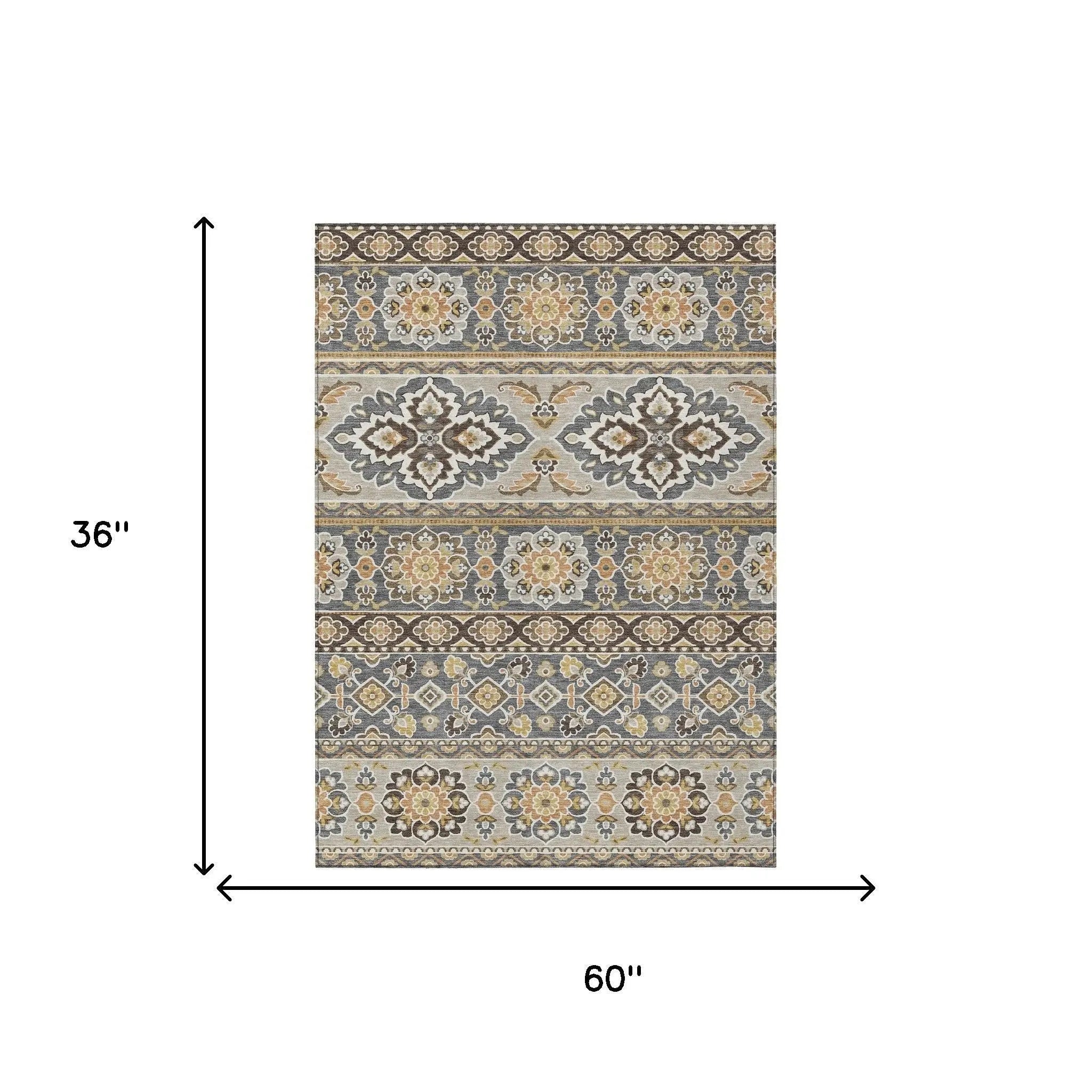 3' X 5' Gray And Ivory Tribal Washable Indoor Outdoor Area Rug Homeroots Outdoor