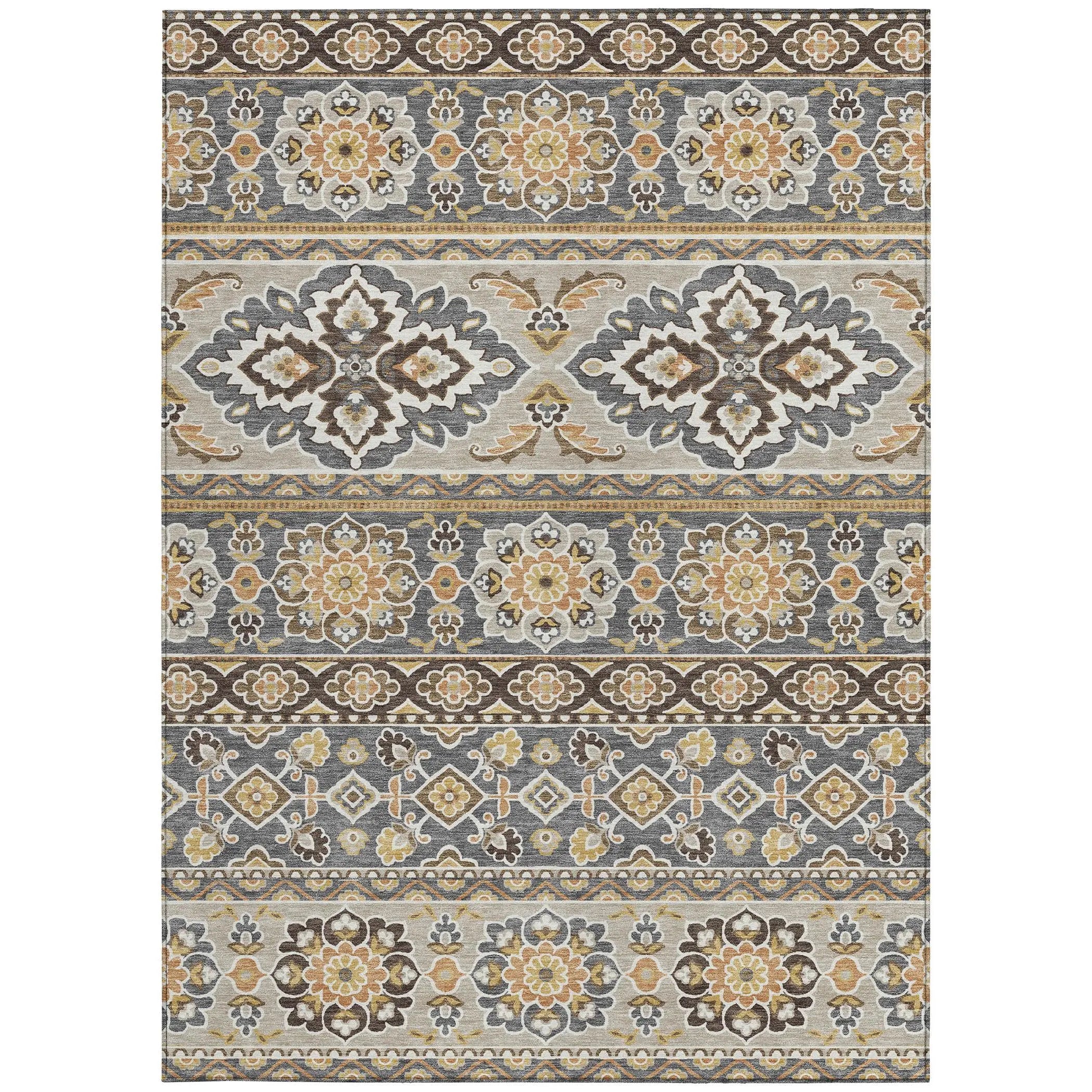 3' X 5' Gray And Ivory Tribal Washable Indoor Outdoor Area Rug Homeroots Outdoor