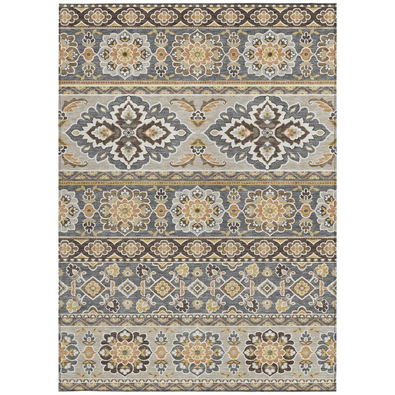 3' X 5' Gray And Ivory Tribal Washable Indoor Outdoor Area Rug Homeroots Outdoor