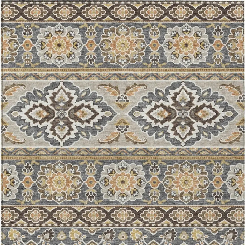 3' X 5' Gray And Ivory Tribal Washable Indoor Outdoor Area Rug Homeroots Outdoor