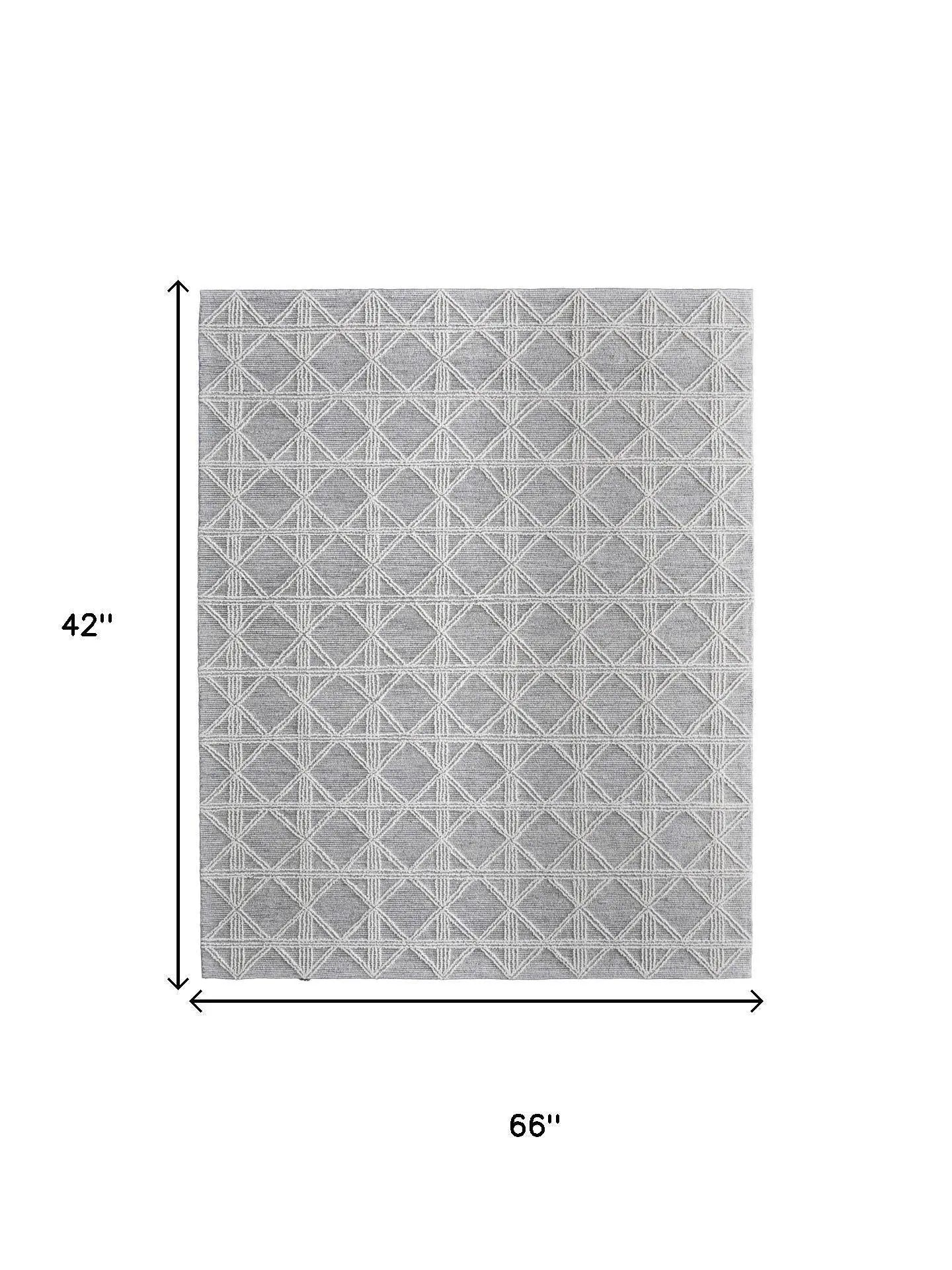 3' X 5' Gray And Ivory Wool Geometric Hand Tufted Area Rug Homeroots Home Decor