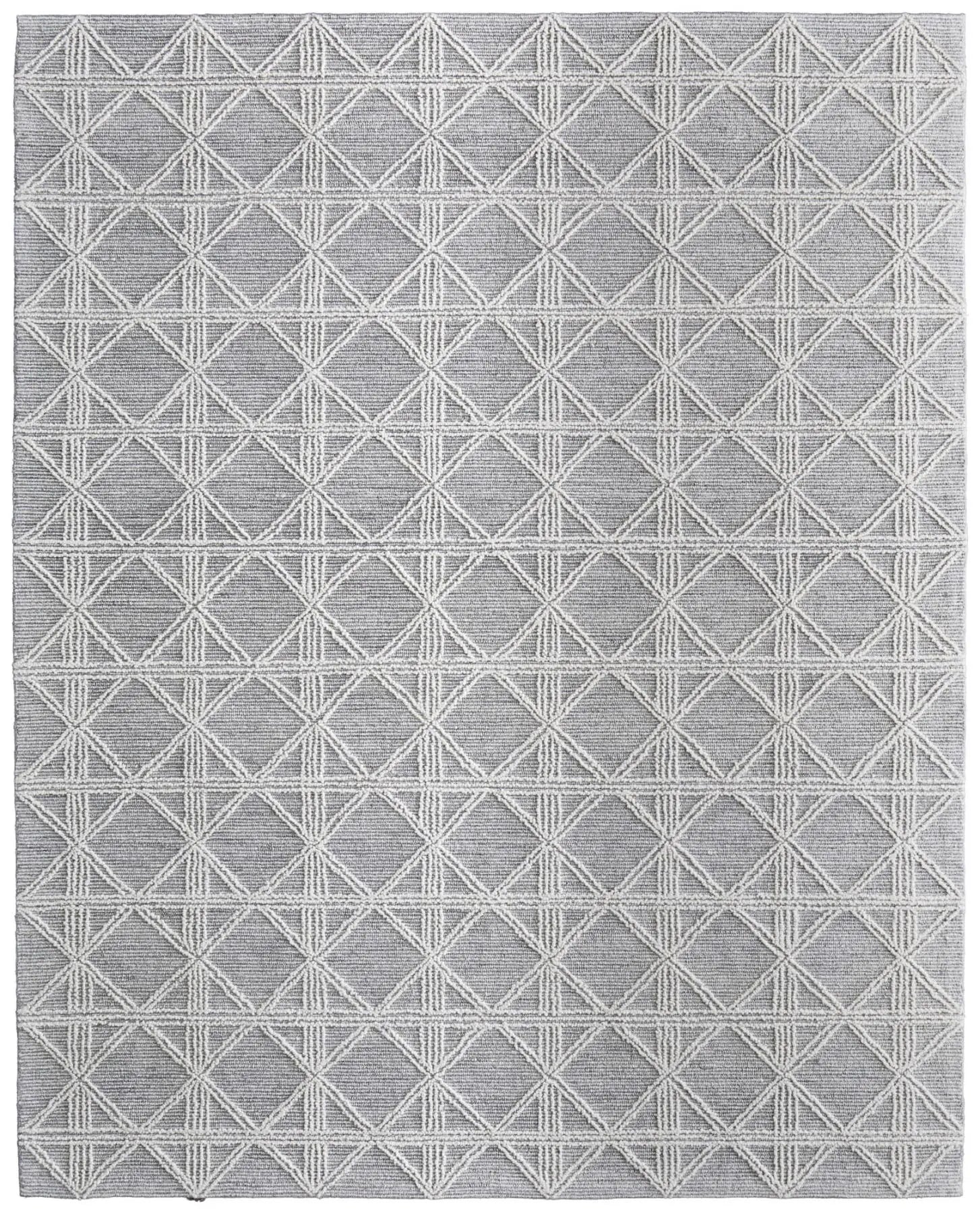 3' X 5' Gray And Ivory Wool Geometric Hand Tufted Area Rug Homeroots Home Decor