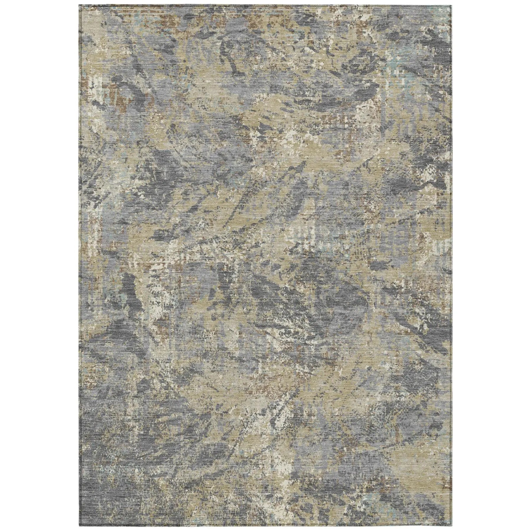 3' X 5' Gray And Khaki Abstract Washable Indoor Outdoor Area Rug Homeroots Outdoor