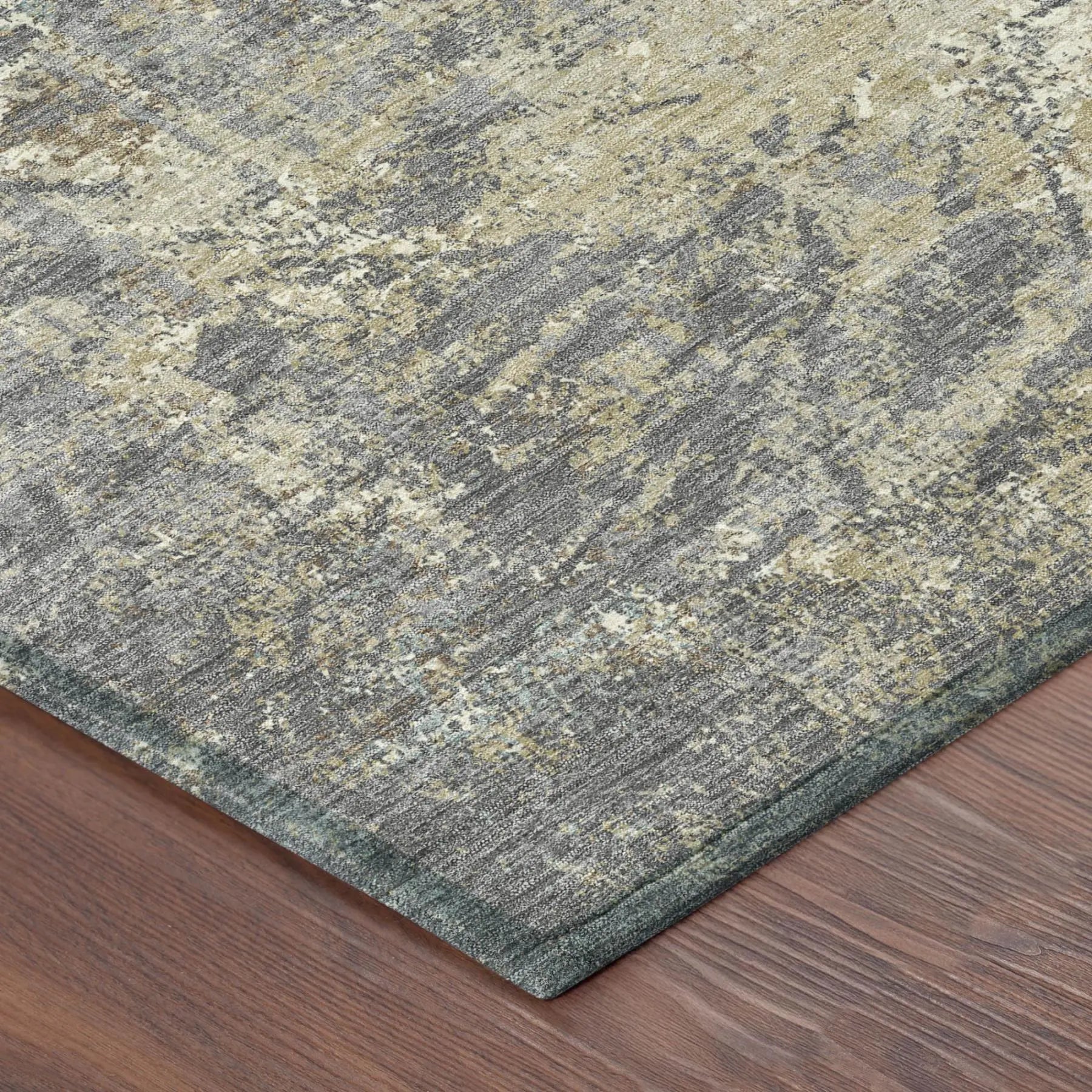 3' X 5' Gray And Khaki Abstract Washable Indoor Outdoor Area Rug Homeroots Outdoor