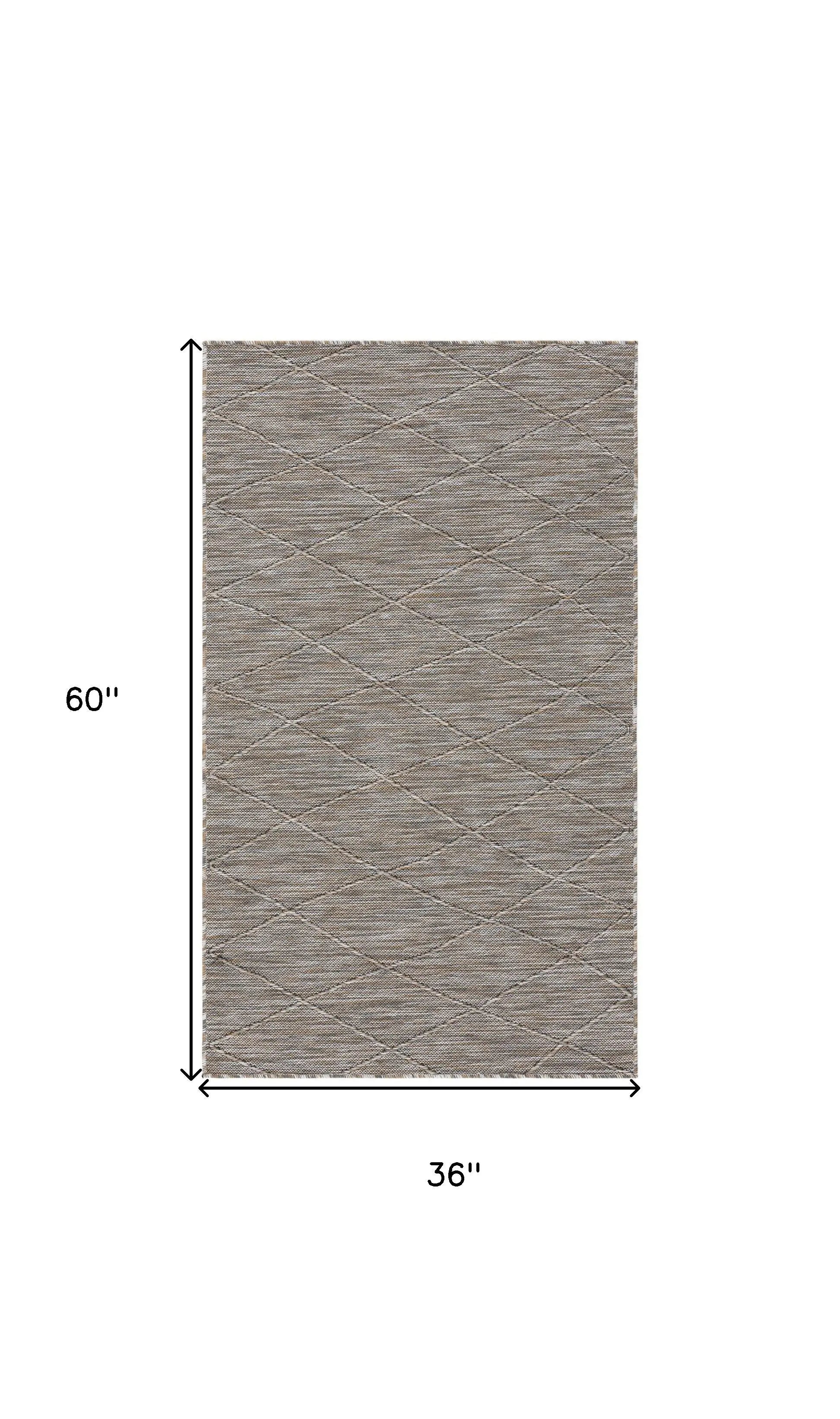 3' X 5' Gray And Light Gray Geometric Indoor Outdoor Area Rug Homeroots Outdoor
