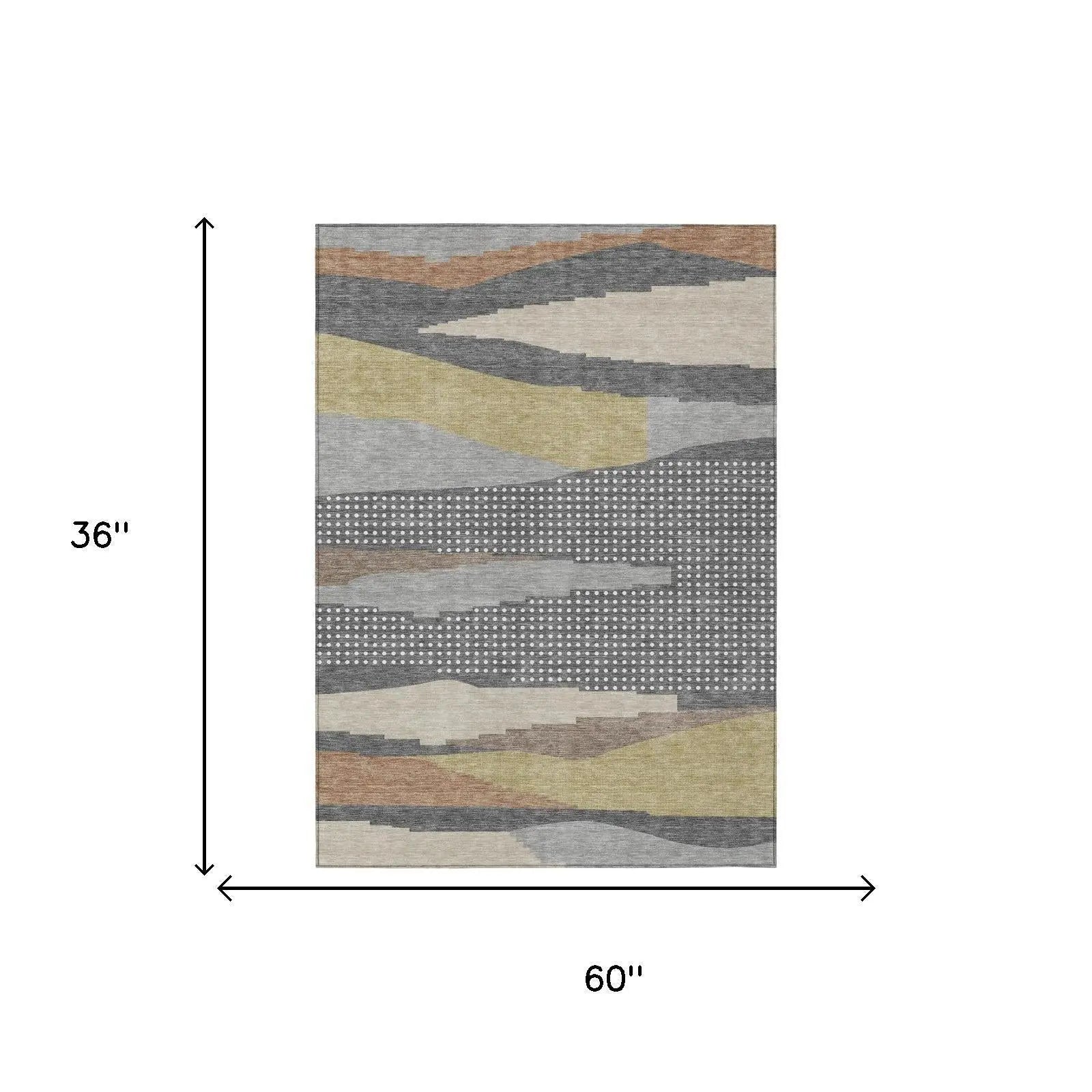 3' X 5' Gray And Pewter Abstract Washable Indoor Outdoor Area Rug Homeroots Outdoor