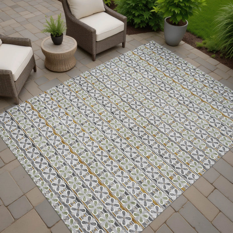 3' X 5' Gray And Pink Striped Washable Indoor Outdoor Area Rug Homeroots Outdoor
