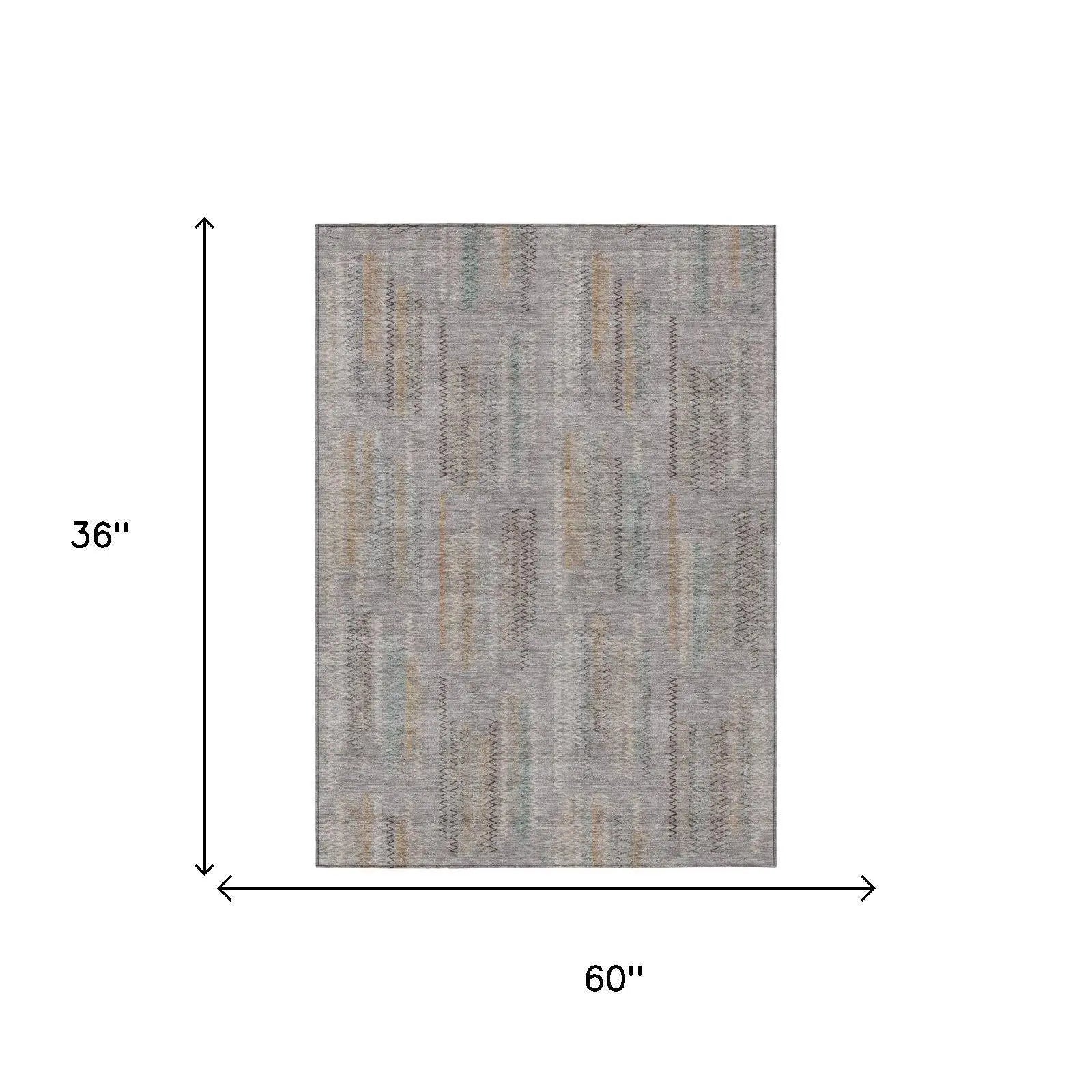 3' X 5' Gray And Silver Abstract Washable Indoor Outdoor Area Rug Homeroots Outdoor