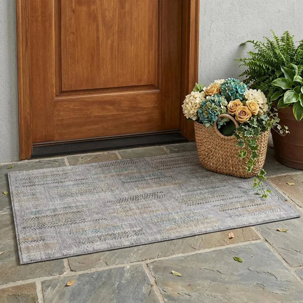 3' X 5' Gray And Silver Abstract Washable Indoor Outdoor Area Rug Homeroots Outdoor