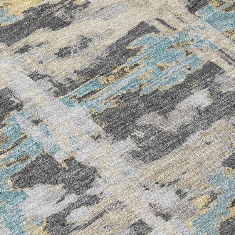 3' X 5' Gray And Silver Abstract Washable Indoor Outdoor Area Rug Homeroots Outdoor