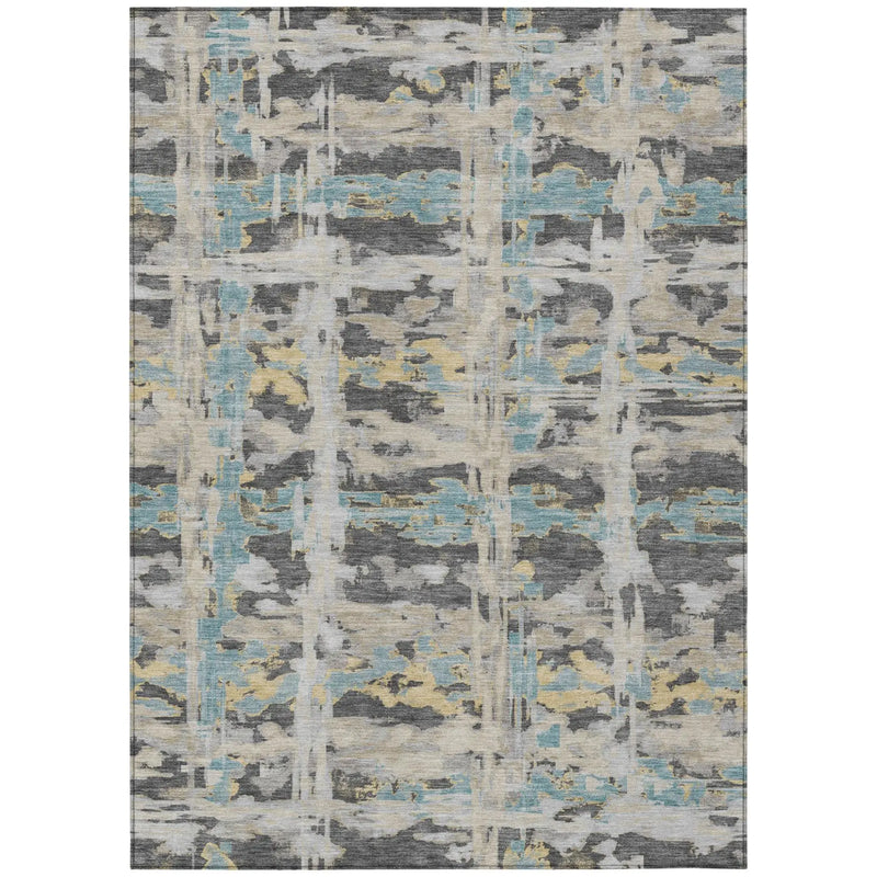 3' X 5' Gray And Silver Abstract Washable Indoor Outdoor Area Rug Homeroots Outdoor