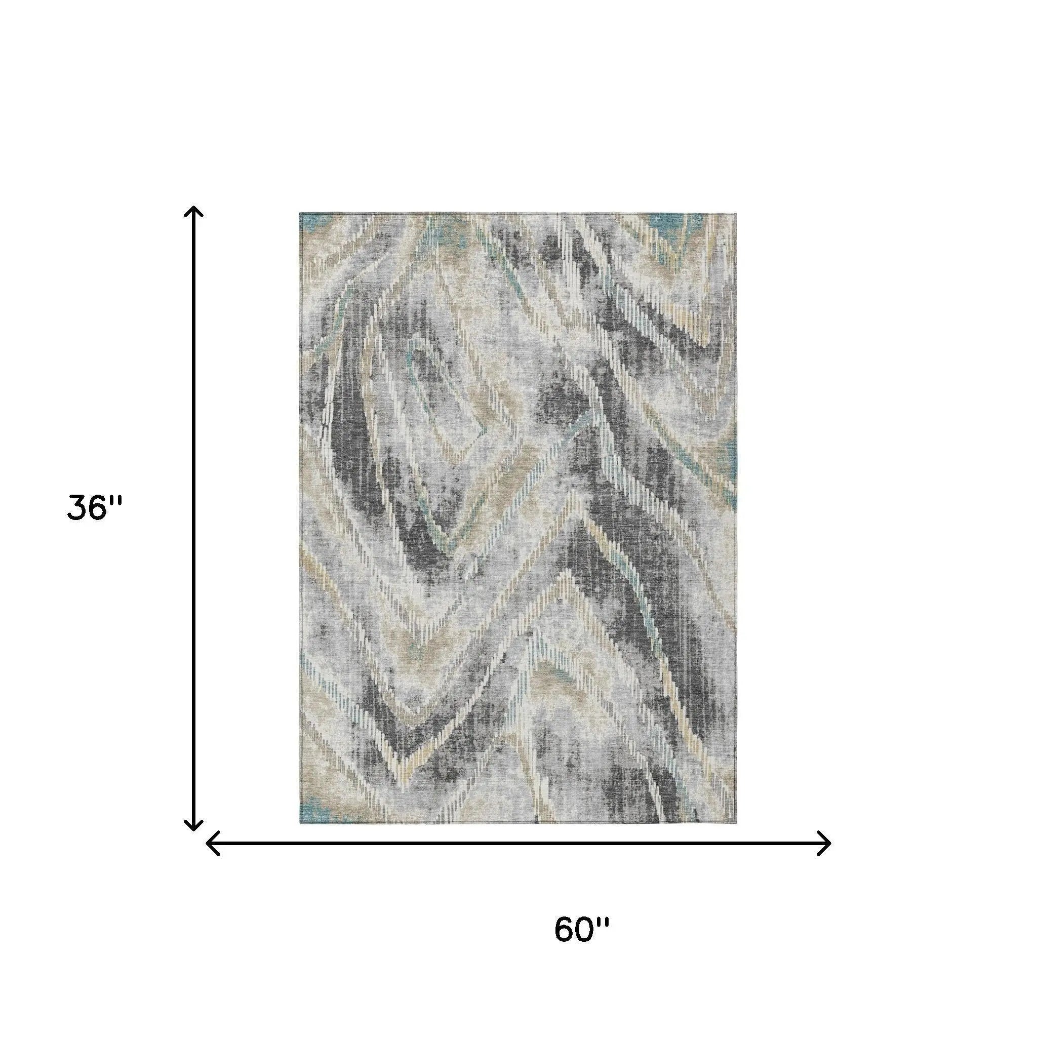 3' X 5' Gray And Silver Abstract Washable Indoor Outdoor Area Rug Homeroots Outdoor