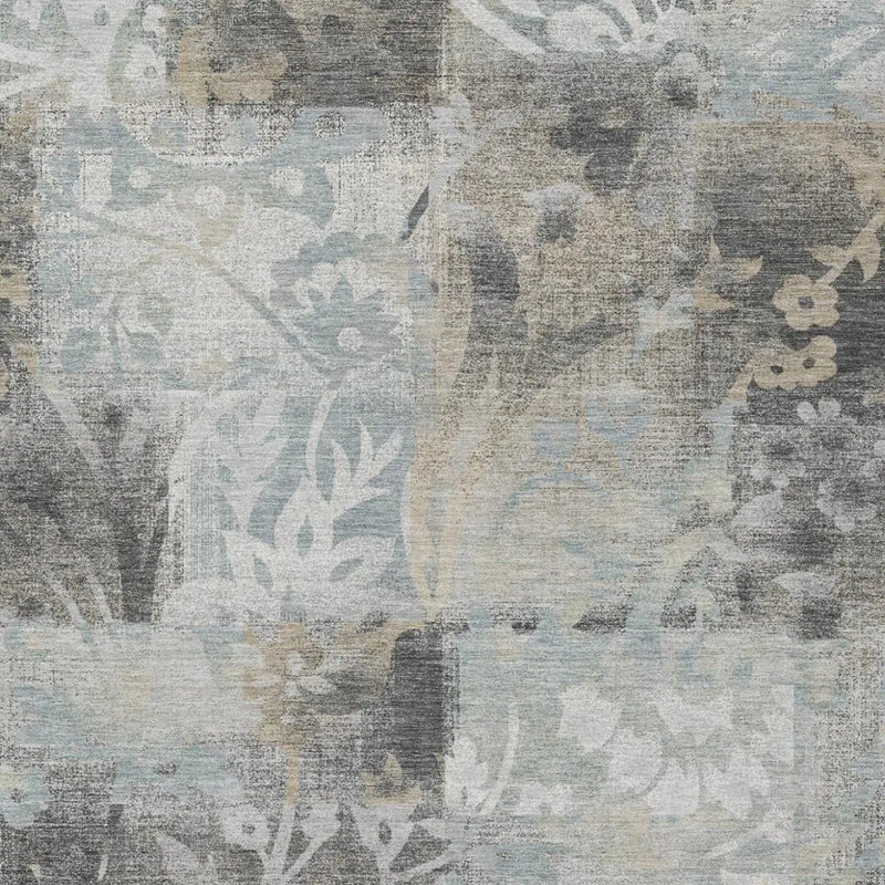 3' X 5' Gray And Silver Botanical Leaves Washable Indoor Outdoor Area Rug Homeroots Outdoor