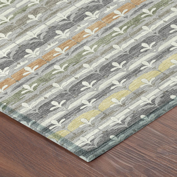 3' X 5' Gray And Silver Damask Washable Indoor Outdoor Area Rug Homeroots Outdoor